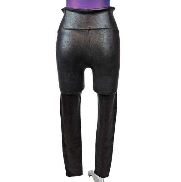 Spanx Black High Waisted Faux Leather Leggings Size Medium Women's N11 - Picture 5 of 9